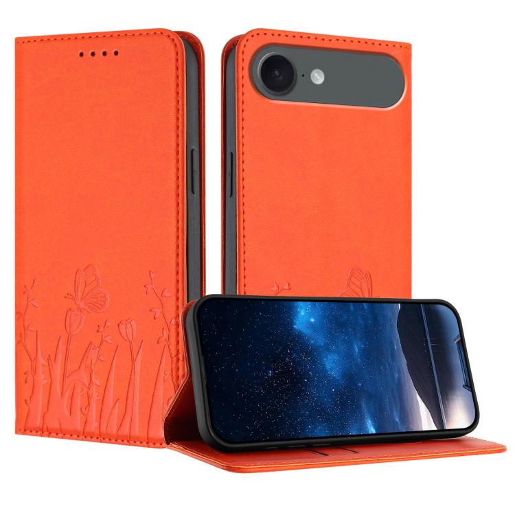 鬱金香蝴蝶圖案磁吸素皮手機殼，適用於 iPhone Air、iPhone 16 Pro Max、iPhone 16 Pro、iPhone 16 Plus