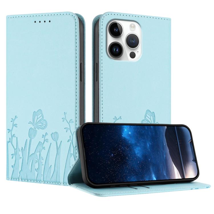 鬱金香蝴蝶圖案磁吸素皮手機殼，適用於 iPhone Air、iPhone 16 Pro Max、iPhone 16 Pro、iPhone 16 Plus