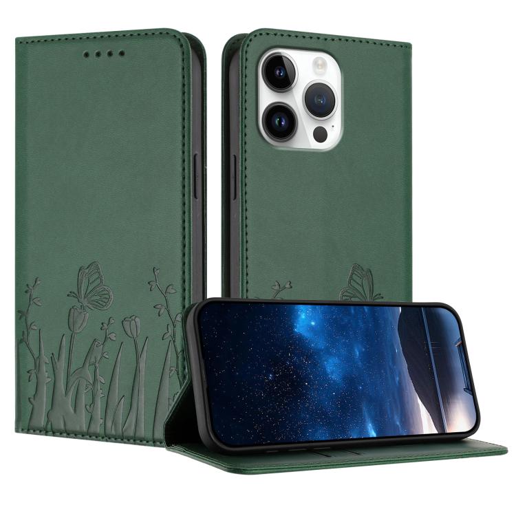 鬱金香蝴蝶圖案磁吸素皮手機殼，適用於 iPhone Air、iPhone 16 Pro Max、iPhone 16 Pro、iPhone 16 Plus