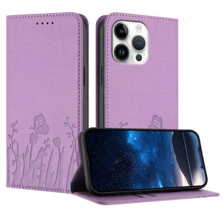 鬱金香蝴蝶圖案磁吸素皮手機殼，適用於 iPhone Air、iPhone 16 Pro Max、iPhone 16 Pro、iPhone 16 Plus
