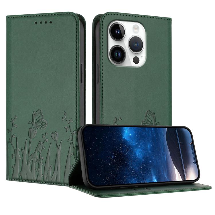 鬱金香蝴蝶圖案磁吸素皮手機殼，適用於 iPhone Air、iPhone 16 Pro Max、iPhone 16 Pro、iPhone 16 Plus