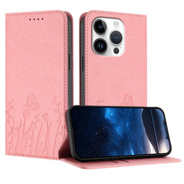 鬱金香蝴蝶圖案磁吸素皮手機殼，適用於 iPhone Air、iPhone 16 Pro Max、iPhone 16 Pro、iPhone 16 Plus