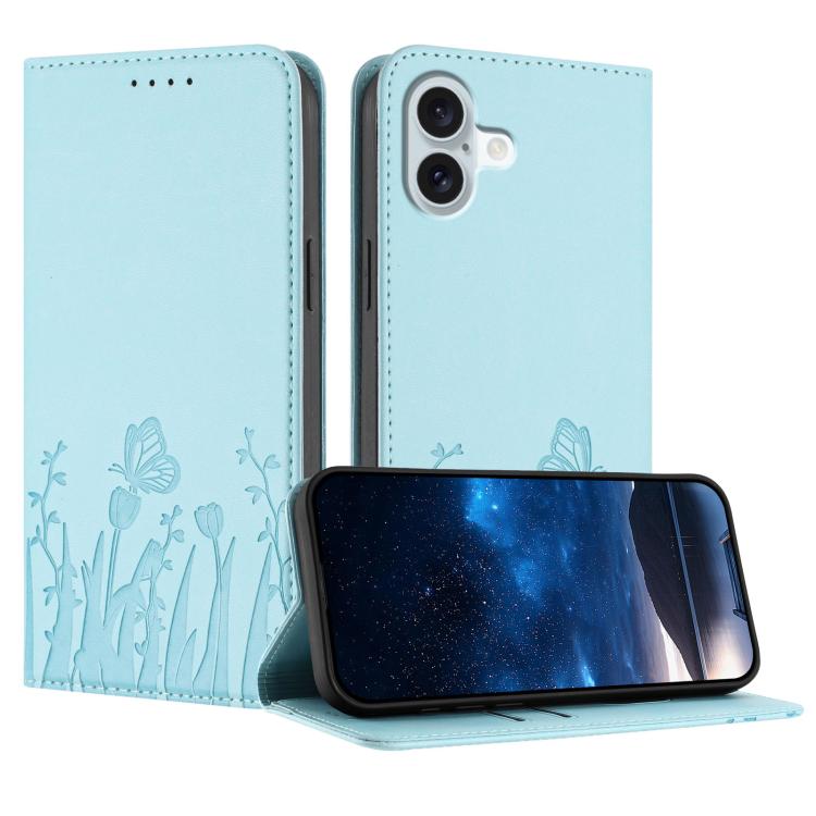 鬱金香蝴蝶圖案磁吸素皮手機殼，適用於 iPhone Air、iPhone 16 Pro Max、iPhone 16 Pro、iPhone 16 Plus
