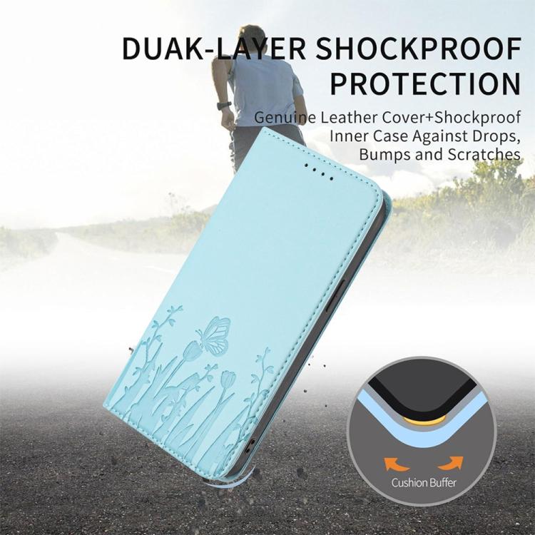 鬱金香蝴蝶圖案磁吸素皮手機殼，適用於 iPhone 17e / 16e、iPhone 17 Pro Max、iPhone 17 Pro、iPhone 17