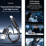 USAMS SJ778 U94 USB 轉 8pin 2.4A 快充數據線，USB 轉 8pin