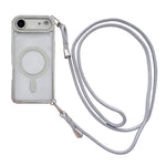 附右側斜背繩水鑽透明壓克力電鍍磁吸手機殼，適用於 iPhone 17 Pro Max、iPhone 17 Pro、iPhone 17、iPhone Air、iPhone 16 Pro Max、iPhone 16 Pro、iPhone 16 Plus、iPhone 16