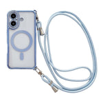 附右側斜背繩水鑽透明壓克力電鍍磁吸手機殼，適用於 iPhone 17 Pro Max、iPhone 17 Pro、iPhone 17、iPhone Air、iPhone 16 Pro Max、iPhone 16 Pro、iPhone 16 Plus、iPhone 16