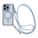 附右側斜背繩水鑽透明壓克力電鍍磁吸手機殼，適用於 iPhone 17 Pro Max、iPhone 17 Pro、iPhone 17、iPhone Air、iPhone 16 Pro Max、iPhone 16 Pro、iPhone 16 Plus、iPhone 16