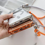 附右側斜背繩水鑽透明壓克力電鍍磁吸手機殼，適用於 iPhone 17 Pro Max、iPhone 17 Pro、iPhone 17、iPhone Air、iPhone 16 Pro Max、iPhone 16 Pro、iPhone 16 Plus、iPhone 16