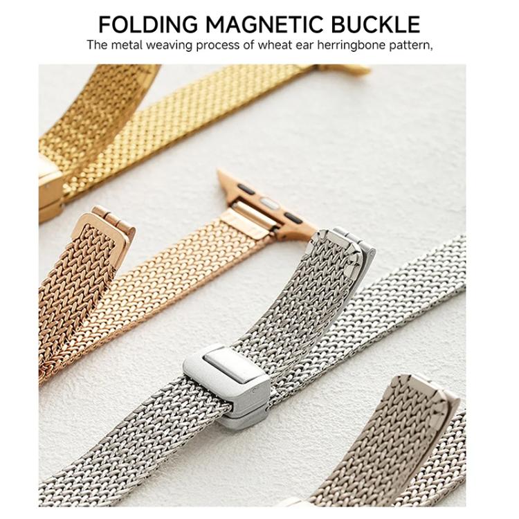 xDfind 小麥穗磁扣不鏽鋼錶帶，適用 Apple Watch 42 / 44 / 45 / 46 / 49mm，適用 Apple Watch 38 / 40 / 41 / S10 42mm