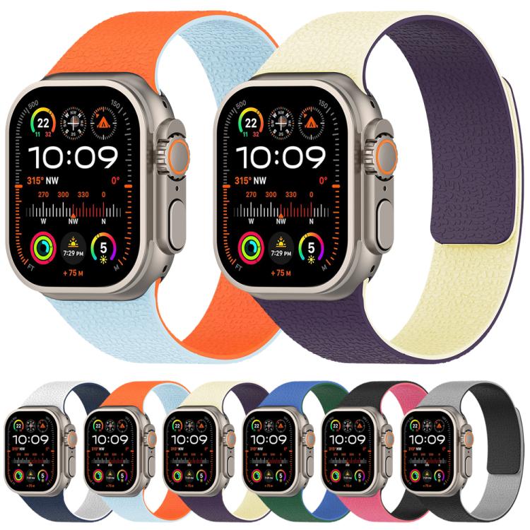 xDfind 拼色荔枝紋磁性矽膠錶帶，適用 Apple Watch 42 / 44 / 45 / 46 / 49mm，適用 Apple Watch 38 / 40 / 41 / S11 42mm
