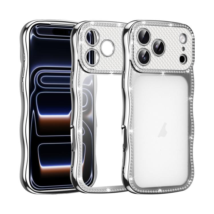 波浪扭曲星鑽防震電鍍 TPU 手機殼，適用於 iPhone 17 Pro Max、iPhone 17 Pro、iPhone 17、iPhone 16 Pro Max、iPhone 16 Pro、iPhone 16
