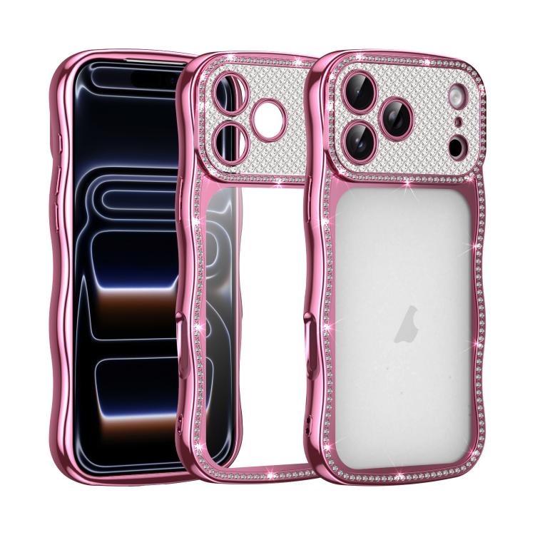 波浪扭曲星鑽防震電鍍 TPU 手機殼，適用於 iPhone 17 Pro Max、iPhone 17 Pro、iPhone 17、iPhone 16 Pro Max、iPhone 16 Pro、iPhone 16