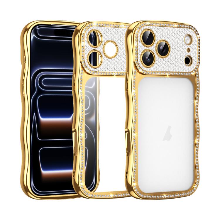 波浪扭曲星鑽防震電鍍 TPU 手機殼，適用於 iPhone 17 Pro Max、iPhone 17 Pro、iPhone 17、iPhone 16 Pro Max、iPhone 16 Pro、iPhone 16