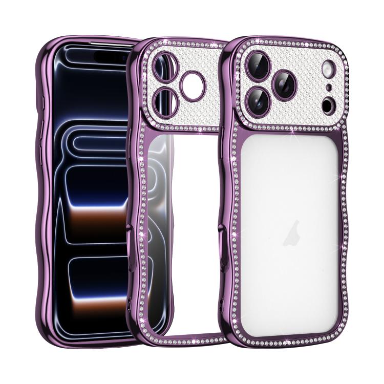 波浪扭曲星鑽防震電鍍 TPU 手機殼，適用於 iPhone 17 Pro Max、iPhone 17 Pro、iPhone 17、iPhone 16 Pro Max、iPhone 16 Pro、iPhone 16