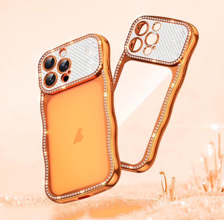 波浪扭曲星鑽防震電鍍 TPU 手機殼，適用於 iPhone 17 Pro Max、iPhone 17 Pro、iPhone 17、iPhone 16 Pro Max、iPhone 16 Pro、iPhone 16