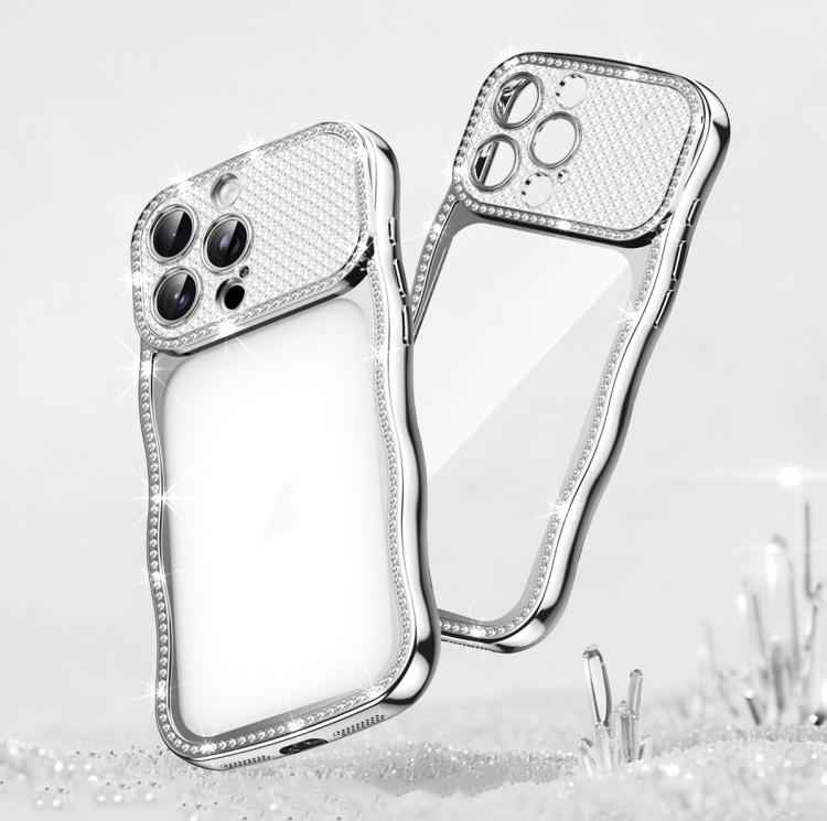 波浪扭曲星鑽防震電鍍 TPU 手機殼，適用於 iPhone 17 Pro Max、iPhone 17 Pro、iPhone 17、iPhone 16 Pro Max、iPhone 16 Pro、iPhone 16