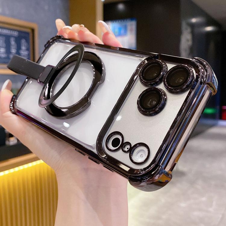 水晶盾指環支架 TPU + 壓克力磁吸手機殼，適用於 iPhone 17 Pro Max、iPhone 17 Pro、iPhone 17、iPhone Air、iPhone 16 Pro Max、iPhone 16 Pro