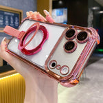 水晶盾指環支架 TPU + 壓克力磁吸手機殼，適用於 iPhone 17 Pro Max、iPhone 17 Pro、iPhone 17、iPhone Air、iPhone 16 Pro Max、iPhone 16 Pro