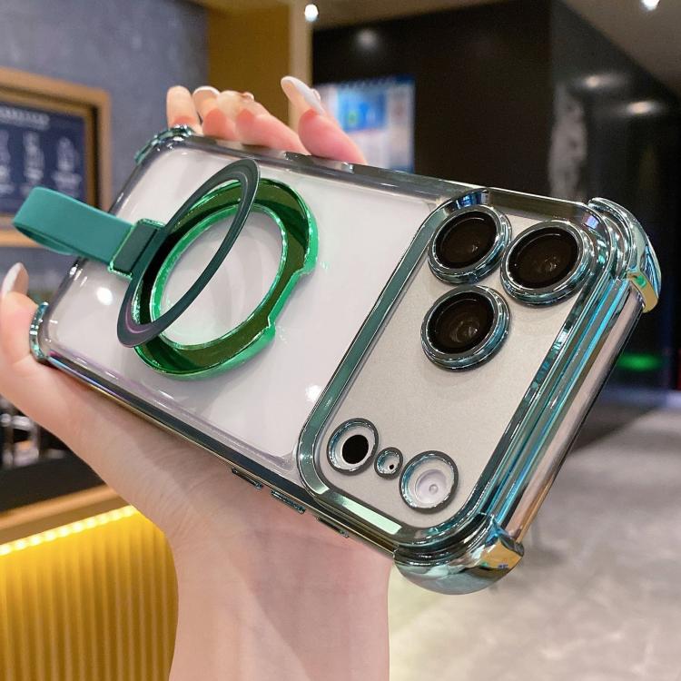 水晶盾指環支架 TPU + 壓克力磁吸手機殼，適用於 iPhone 17 Pro Max、iPhone 17 Pro、iPhone 17、iPhone Air、iPhone 16 Pro Max、iPhone 16 Pro