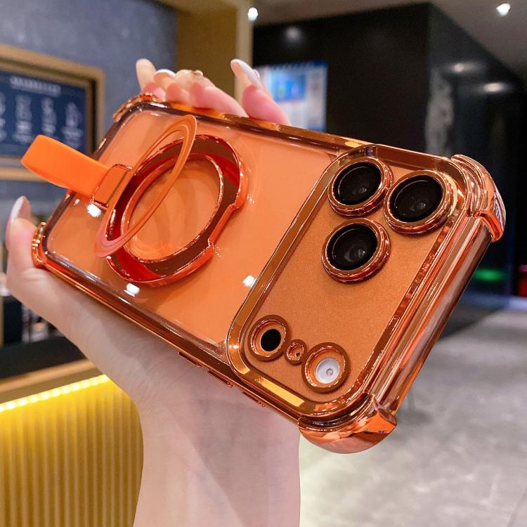 水晶盾指環支架 TPU + 壓克力磁吸手機殼，適用於 iPhone 17 Pro Max、iPhone 17 Pro、iPhone 17、iPhone Air、iPhone 16 Pro Max、iPhone 16 Pro