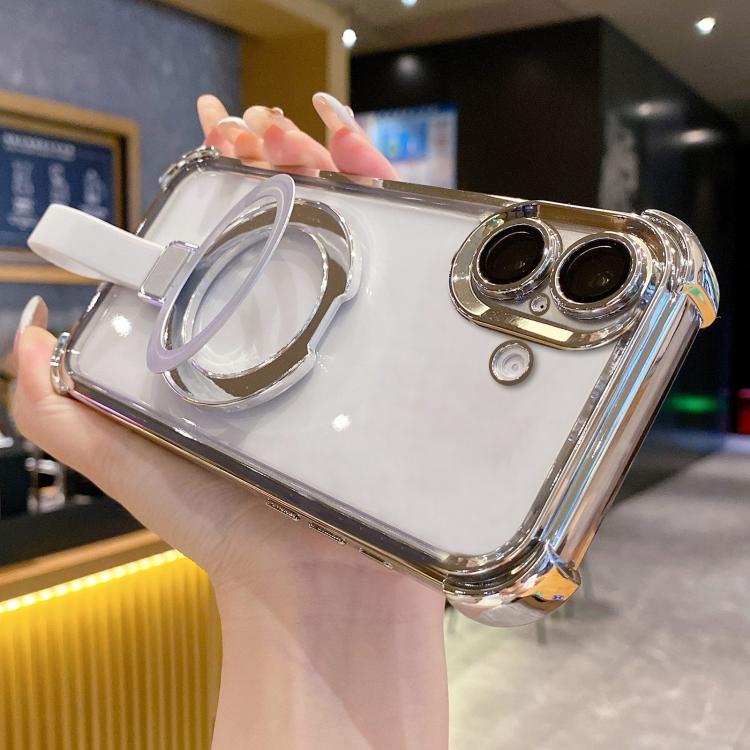 水晶盾指環支架 TPU + 壓克力磁吸手機殼，適用於 iPhone 17 Pro Max、iPhone 17 Pro、iPhone 17、iPhone Air、iPhone 16 Pro Max、iPhone 16 Pro