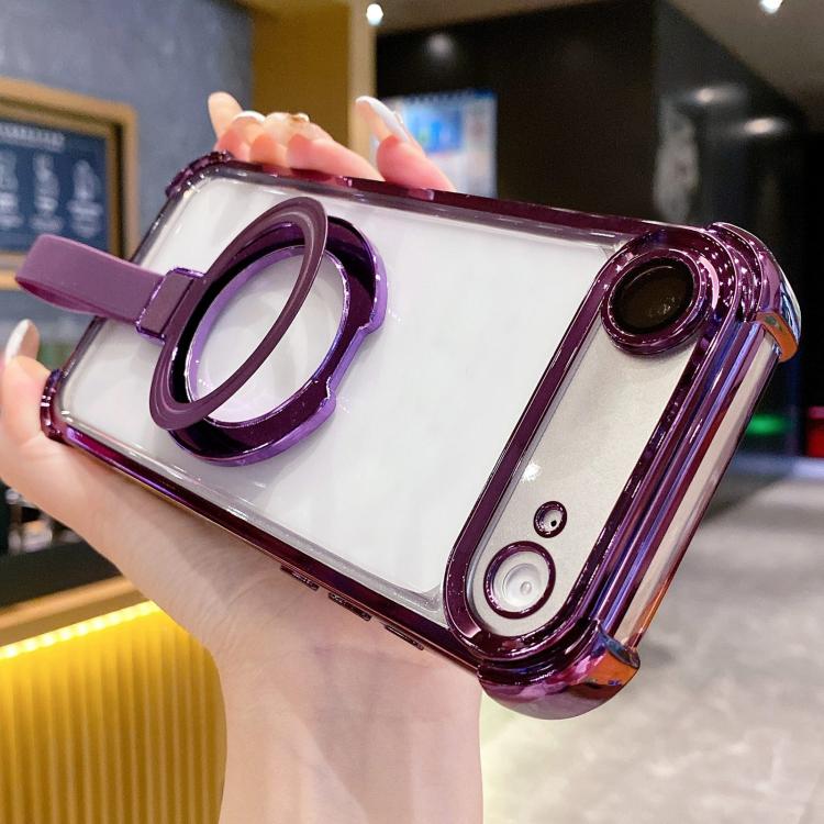 水晶盾指環支架 TPU + 壓克力磁吸手機殼，適用於 iPhone 17 Pro Max、iPhone 17 Pro、iPhone 17、iPhone Air、iPhone 16 Pro Max、iPhone 16 Pro