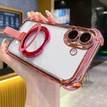 水晶盾指環支架 TPU + 壓克力磁吸手機殼，適用於 iPhone 16 Plus、iPhone 16、iPhone 15 Pro Max、iPhone 15 Pro、iPhone 15 Plus、iPhone 15