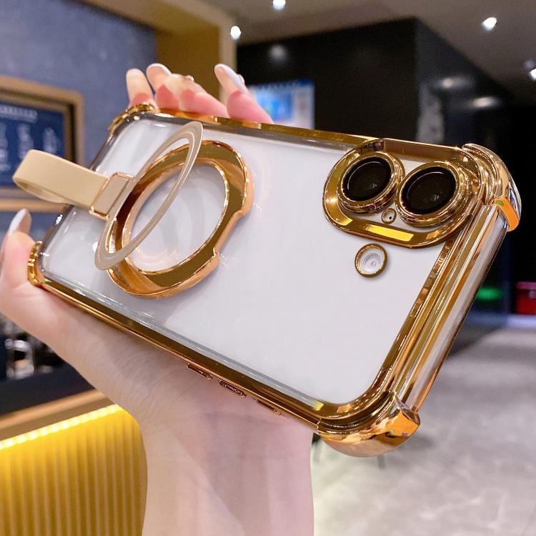 水晶盾指環支架 TPU + 壓克力磁吸手機殼，適用於 iPhone 16 Plus、iPhone 16、iPhone 15 Pro Max、iPhone 15 Pro、iPhone 15 Plus、iPhone 15