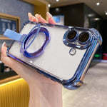 水晶盾指環支架 TPU + 壓克力磁吸手機殼，適用於 iPhone 16 Plus、iPhone 16、iPhone 15 Pro Max、iPhone 15 Pro、iPhone 15 Plus、iPhone 15