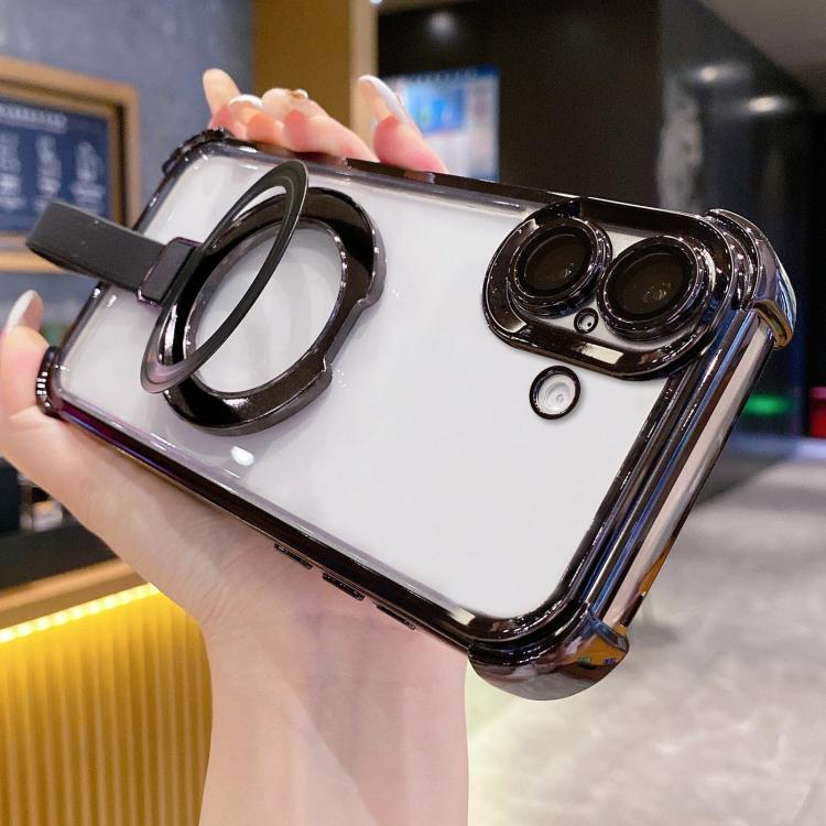 水晶盾指環支架 TPU + 壓克力磁吸手機殼，適用於 iPhone 16 Plus、iPhone 16、iPhone 15 Pro Max、iPhone 15 Pro、iPhone 15 Plus、iPhone 15
