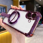 水晶盾指環支架 TPU + 壓克力磁吸手機殼，適用於 iPhone 16 Plus、iPhone 16、iPhone 15 Pro Max、iPhone 15 Pro、iPhone 15 Plus、iPhone 15