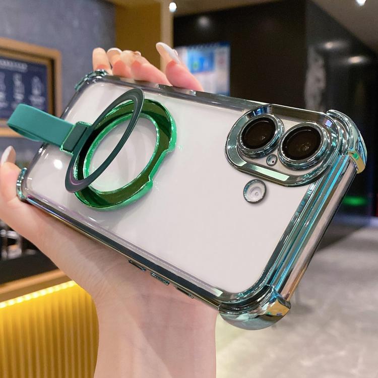 水晶盾指環支架 TPU + 壓克力磁吸手機殼，適用於 iPhone 16 Plus、iPhone 16、iPhone 15 Pro Max、iPhone 15 Pro、iPhone 15 Plus、iPhone 15