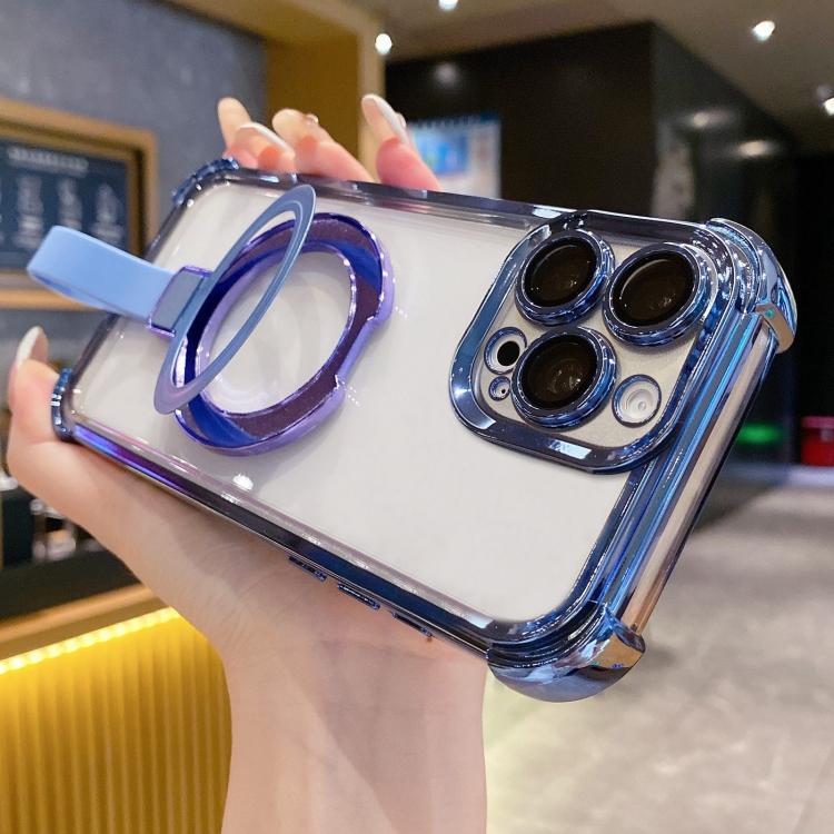 水晶盾指環支架 TPU + 壓克力磁吸手機殼，適用於 iPhone 16 Plus、iPhone 16、iPhone 15 Pro Max、iPhone 15 Pro、iPhone 15 Plus、iPhone 15