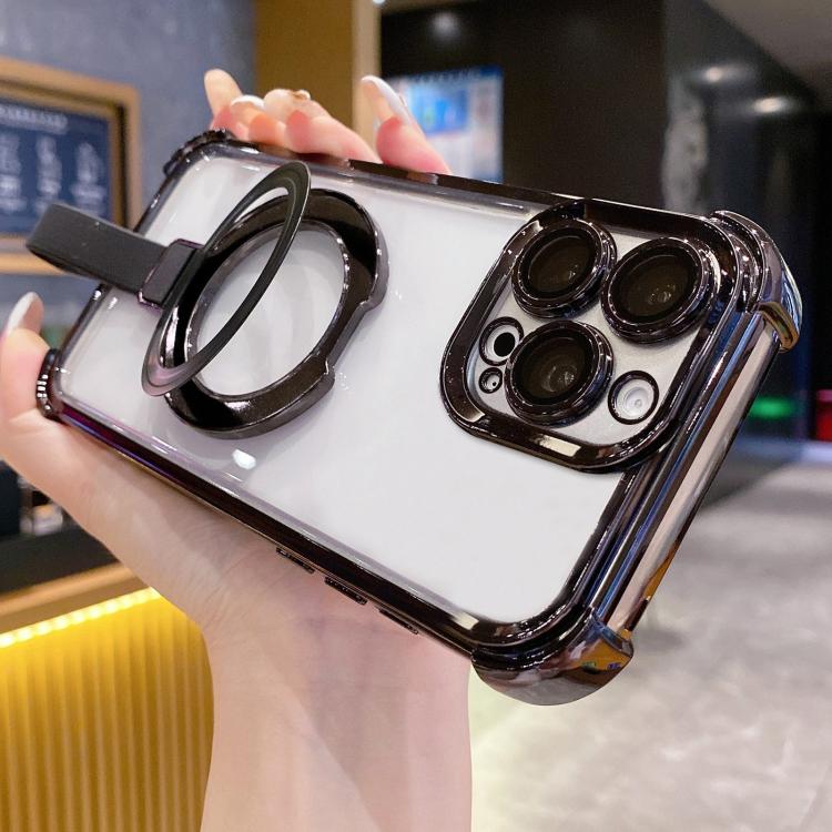 水晶盾指環支架 TPU + 壓克力磁吸手機殼，適用於 iPhone 16 Plus、iPhone 16、iPhone 15 Pro Max、iPhone 15 Pro、iPhone 15 Plus、iPhone 15