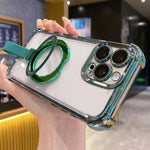 水晶盾指環支架 TPU + 壓克力磁吸手機殼，適用於 iPhone 16 Plus、iPhone 16、iPhone 15 Pro Max、iPhone 15 Pro、iPhone 15 Plus、iPhone 15