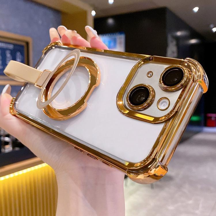 水晶盾指環支架 TPU + 壓克力磁吸手機殼，適用於 iPhone 16 Plus、iPhone 16、iPhone 15 Pro Max、iPhone 15 Pro、iPhone 15 Plus、iPhone 15