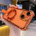 水晶盾指環支架 TPU + 壓克力磁吸手機殼，適用於 iPhone 16 Plus、iPhone 16、iPhone 15 Pro Max、iPhone 15 Pro、iPhone 15 Plus、iPhone 15