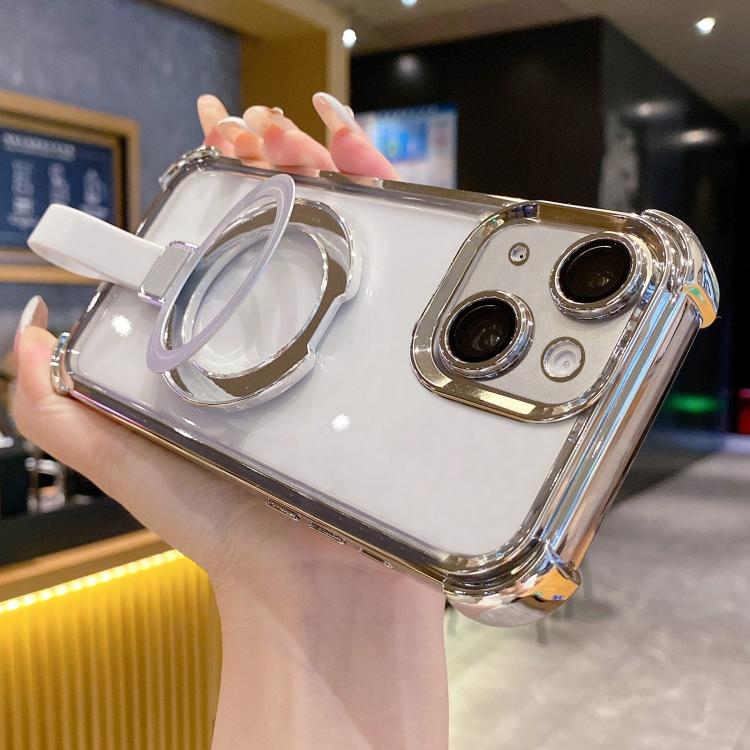 水晶盾指環支架 TPU + 壓克力磁吸手機殼，適用於 iPhone 16 Plus、iPhone 16、iPhone 15 Pro Max、iPhone 15 Pro、iPhone 15 Plus、iPhone 15