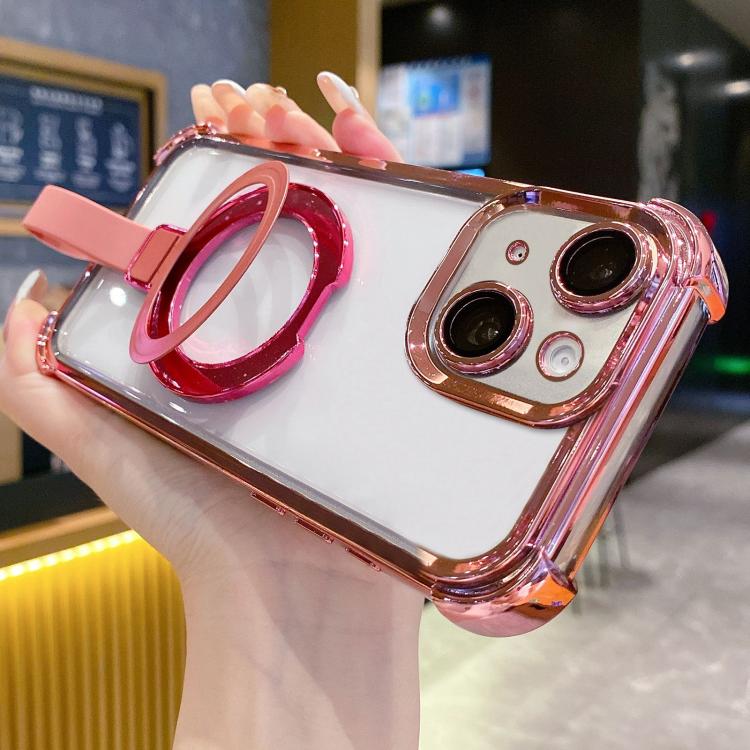 水晶盾指環支架 TPU + 壓克力磁吸手機殼，適用於 iPhone 14 Plus、iPhone 14、iPhone 14 Pro、iPhone 14 Pro Max、iPhone 13 Pro Max、iPhone 13 Pro