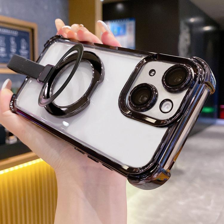 水晶盾指環支架 TPU + 壓克力磁吸手機殼，適用於 iPhone 14 Plus、iPhone 14、iPhone 14 Pro、iPhone 14 Pro Max、iPhone 13 Pro Max、iPhone 13 Pro