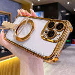 水晶盾指環支架 TPU + 壓克力磁吸手機殼，適用於 iPhone 14 Plus、iPhone 14、iPhone 14 Pro、iPhone 14 Pro Max、iPhone 13 Pro Max、iPhone 13 Pro