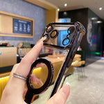 水晶盾指環支架 TPU + 壓克力磁吸手機殼，適用於 iPhone 14 Plus、iPhone 14、iPhone 14 Pro、iPhone 14 Pro Max、iPhone 13 Pro Max、iPhone 13 Pro