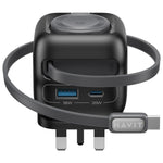Havit UC250 35W 3合1 GaN 旅行充電器，附 Type-C 可伸縮線，UC250（英規插頭）