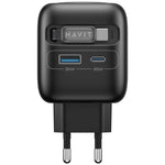 Havit UC252 65W 三合一 GaN 旅行充電器，附Type-C伸縮線，UC252(歐規插頭)，UC252(美規插頭)