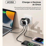 Havit UC252 65W 三合一 GaN 旅行充電器，附Type-C伸縮線，UC252(歐規插頭)，UC252(美規插頭)