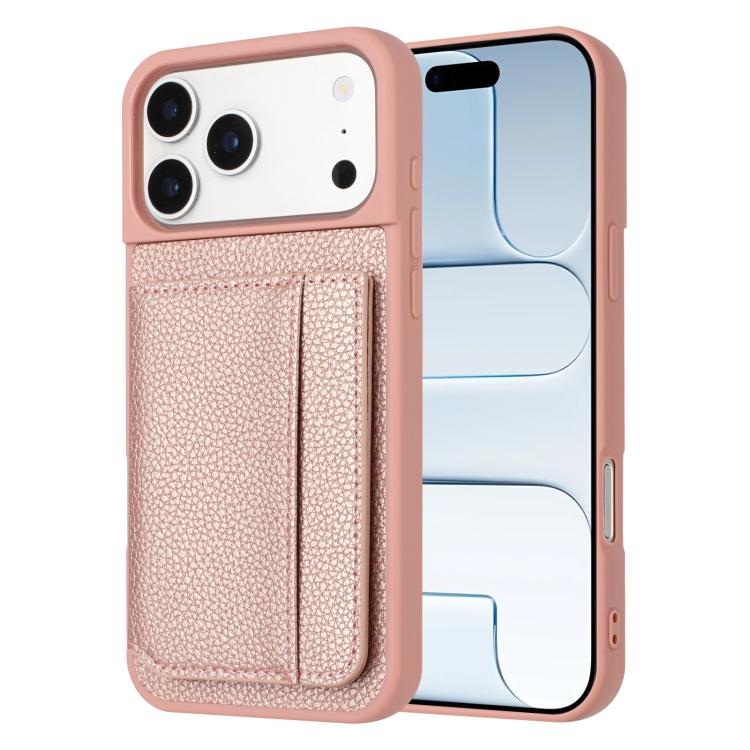 荔枝紋磁吸卡包手機殼，適用於 iPhone 17 Pro Max、iPhone 17 Pro