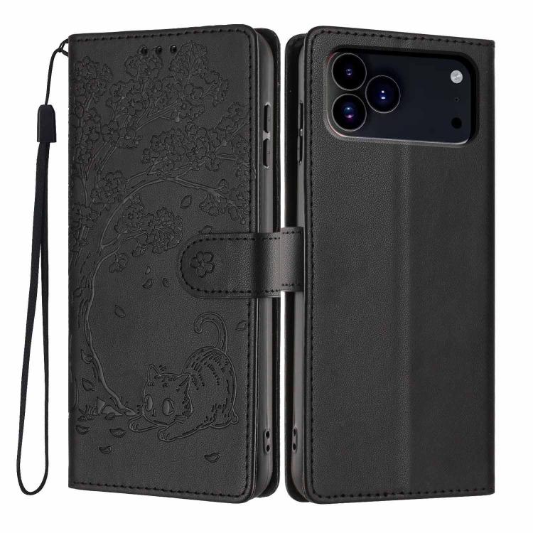 樹貓壓紋翻蓋素皮手機殼，適用於 iPhone 17e / 16e、iPhone 17 Pro Max、iPhone 17 Pro、iPhone 17、iPhone Air、iPhone 16 Pro Max