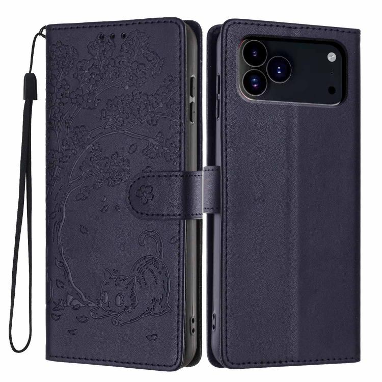 樹貓壓紋翻蓋素皮手機殼，適用於 iPhone 17e / 16e、iPhone 17 Pro Max、iPhone 17 Pro、iPhone 17、iPhone Air、iPhone 16 Pro Max