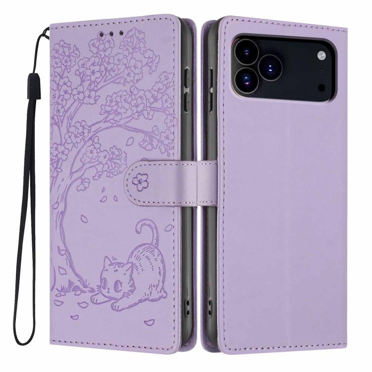 樹貓壓紋翻蓋素皮手機殼，適用於 iPhone 17e / 16e、iPhone 17 Pro Max、iPhone 17 Pro、iPhone 17、iPhone Air、iPhone 16 Pro Max